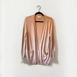 Nordstrom Sweater Womens Small Blush Pink Cardigan Duster Merino‎ Wool Blend